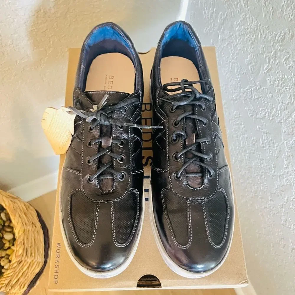 BED STU Men's Muller Leather Sneaker, Pre-Scuffed, Designer, Navy, Size 10.5 NWT
